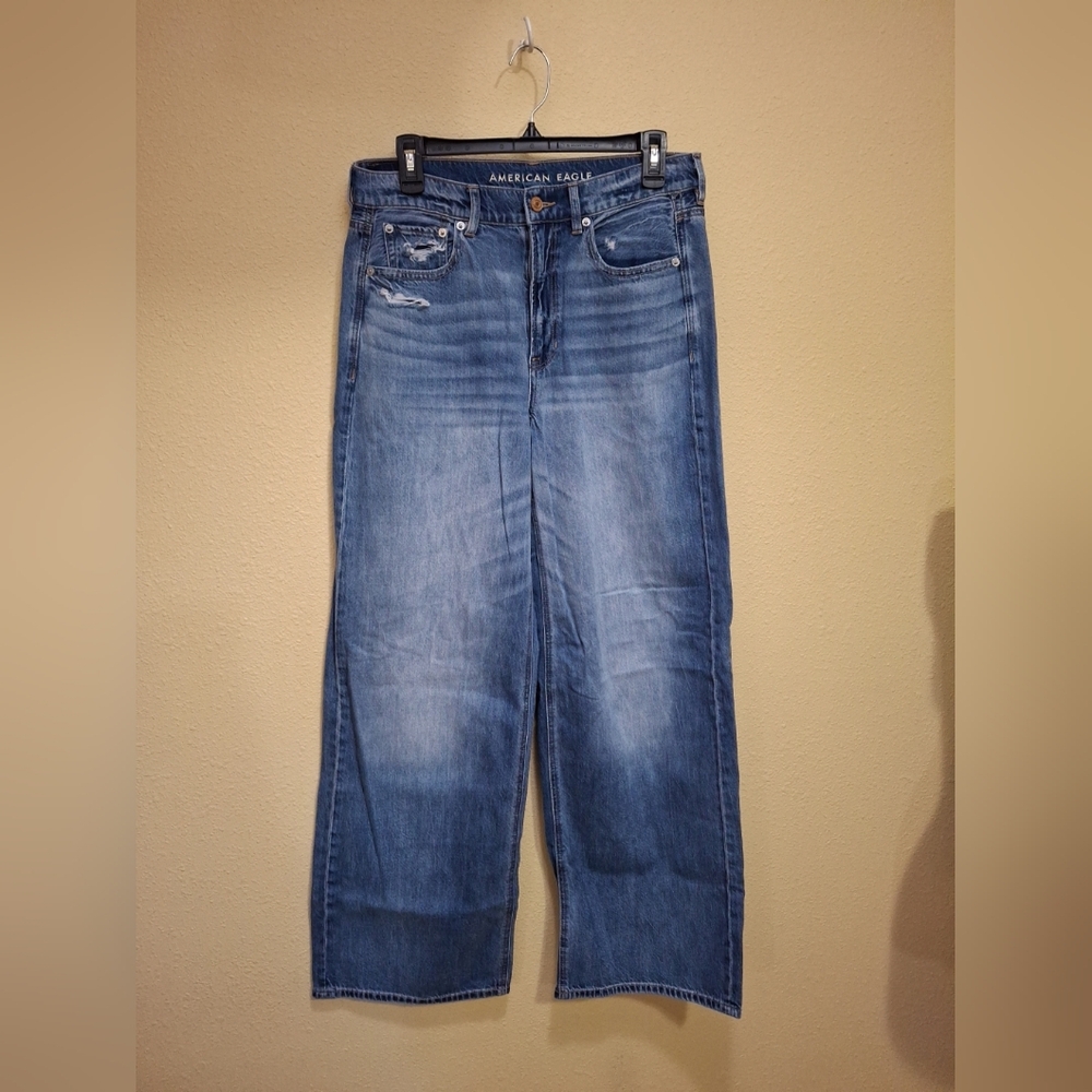 American Eagle Baggy Wide Leg Skater Jean Womens Size 8 High Rise